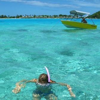 Snorkeling from the boat in Bora Bora