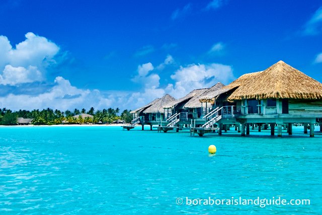 Over water bungalows on Bora Bora