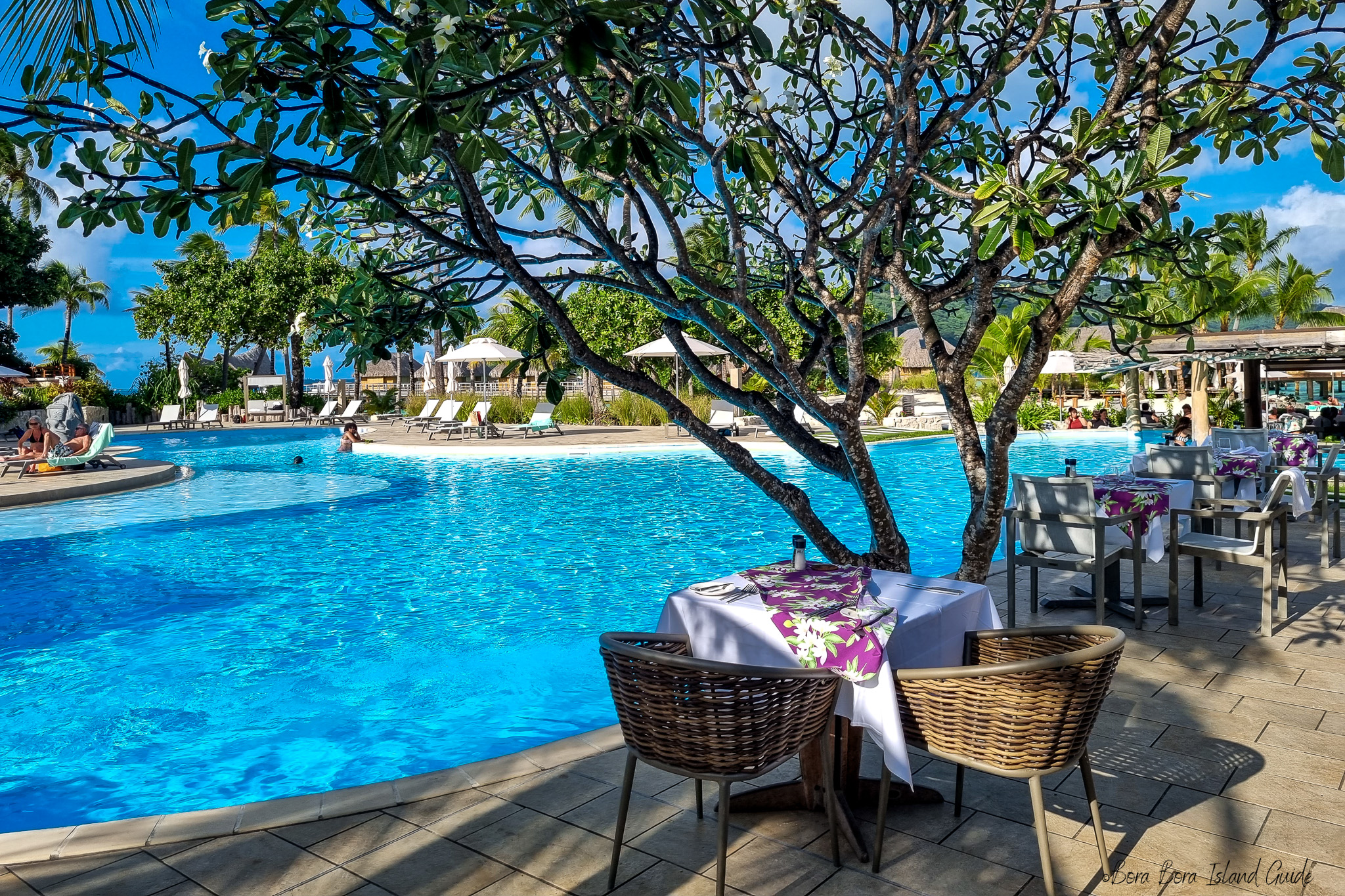 le bora bora resort dining by pool